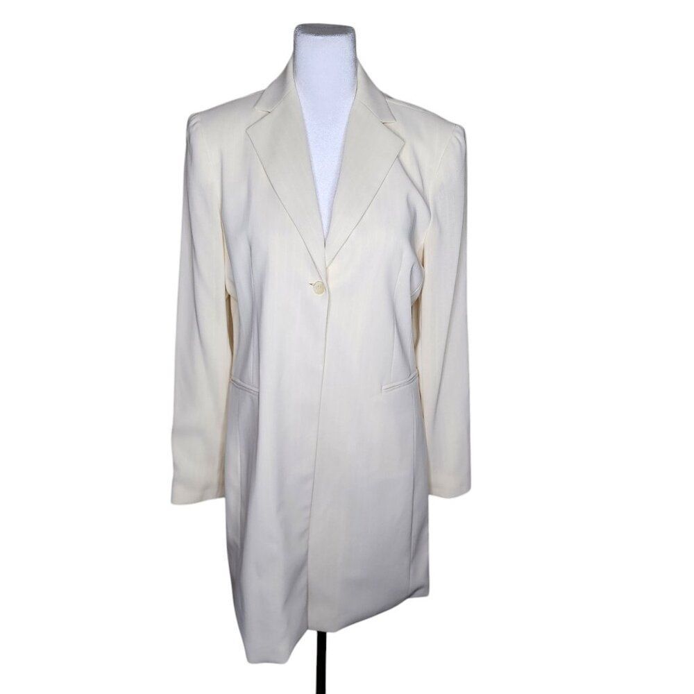 Vintage 90s Ice Cube by Michael Long Line Blazer Womens Size 6 Cream Off White